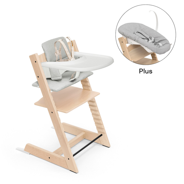 Tripp Trapp® Feeding Bundle + Newborn Set Nordic Grey Cushion